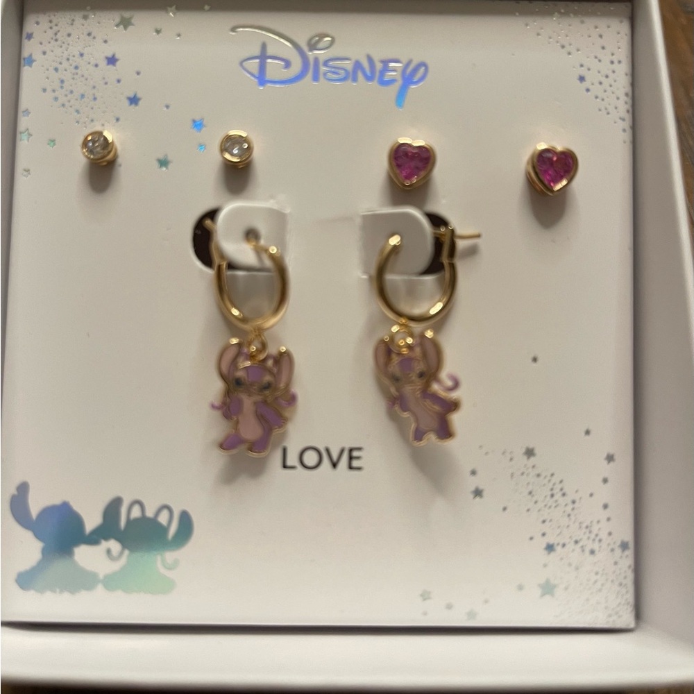 Disney Gold‎ and Pink  Earrings Set